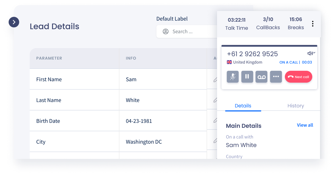 screenshot of CommPeak Dialer